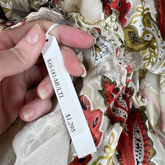 Christina Makowsky Silk Blend Paisley Tiered Midi Dress S Boho Luxe Resort $1295 - Picture 7 of 11